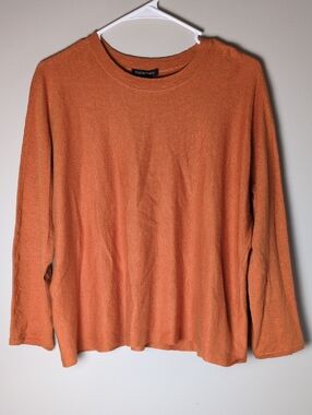 Eileen Fisher Organic Linen Boxy Oversized Top Size Medium Orange